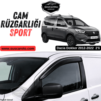 Dacia Dokker 2012-2022 Compatible Deflectores de Ventana Mugen Set Negro Piano 2 Piezas Importado Negro Brillante