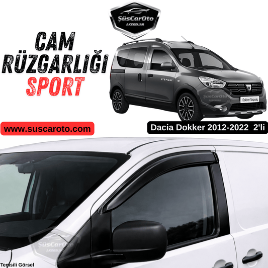 Dacia Dokker 2012-2022 Uyumlu Mugen Cam Rüzgarlığı Seti Piano Black 2'li İthal Parlak Siyah