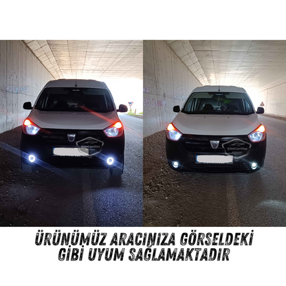 Dacia Dokker 2012-2022 Faros antiniebla universales Angel Eye con proyector de metal impermeable 76 mm con aro azul y luz diurna Angel Eyes 2 piezas