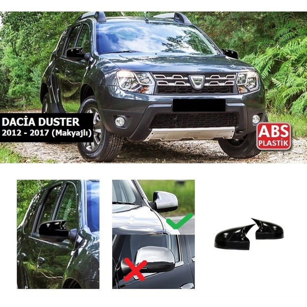Dacia Duster 2012-2017 Carcasa de espejo retrovisor Batman Murciélago Piano Black ABS Plástico