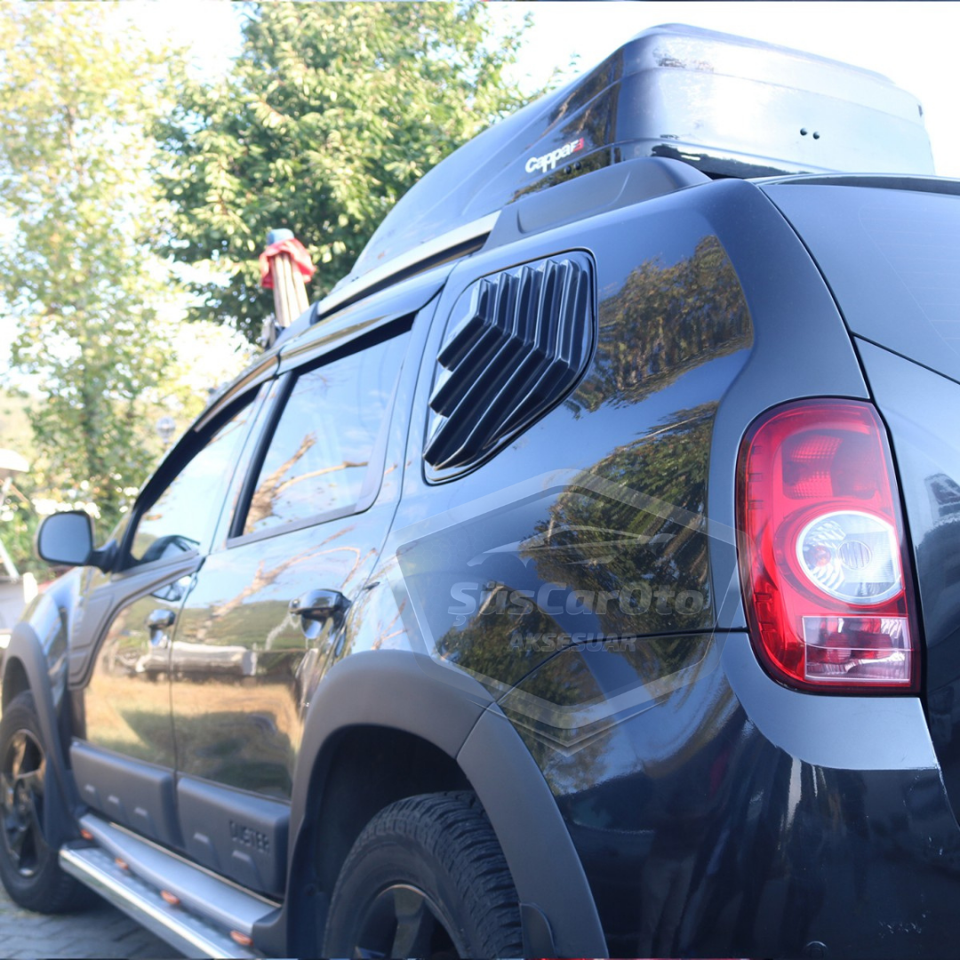 Dacia Duster 2010-2017 Compatible, Rejilla de Ventana Pequeña, Visera de Ventana Pequeña, Ventilación, Juego Derecho e Izquierdo, Negro Brillante DST43