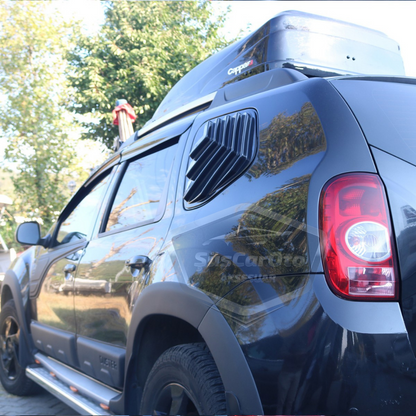 Dacia Duster 2010-2017 Compatible, Rejilla de Ventana Pequeña, Visera de Ventana Pequeña, Ventilación, Juego Derecho e Izquierdo, Negro Brillante DST43