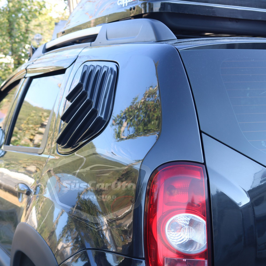 Dacia Duster 2010-2017 Compatible, Rejilla de Ventana Pequeña, Visera de Ventana Pequeña, Ventilación, Juego Derecho e Izquierdo, Negro Brillante DST43