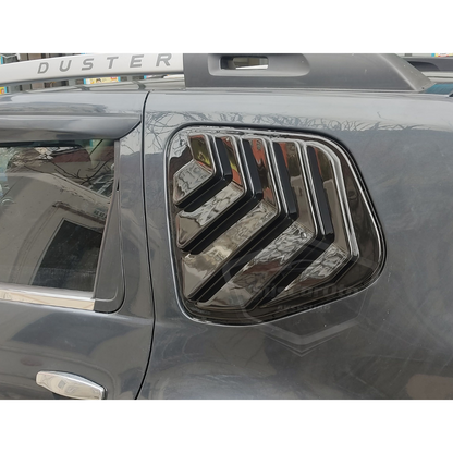 Dacia Duster 2010-2017 Compatible, Rejilla de Ventana Pequeña, Visera de Ventana Pequeña, Ventilación, Juego Derecho e Izquierdo, Negro Brillante DST43