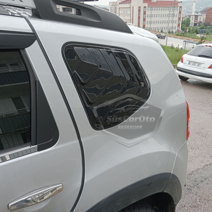 Dacia Duster 2010-2017 Compatible, Rejilla de Ventana Pequeña, Visera de Ventana Pequeña, Ventilación, Juego Derecho e Izquierdo, Negro Brillante DST43