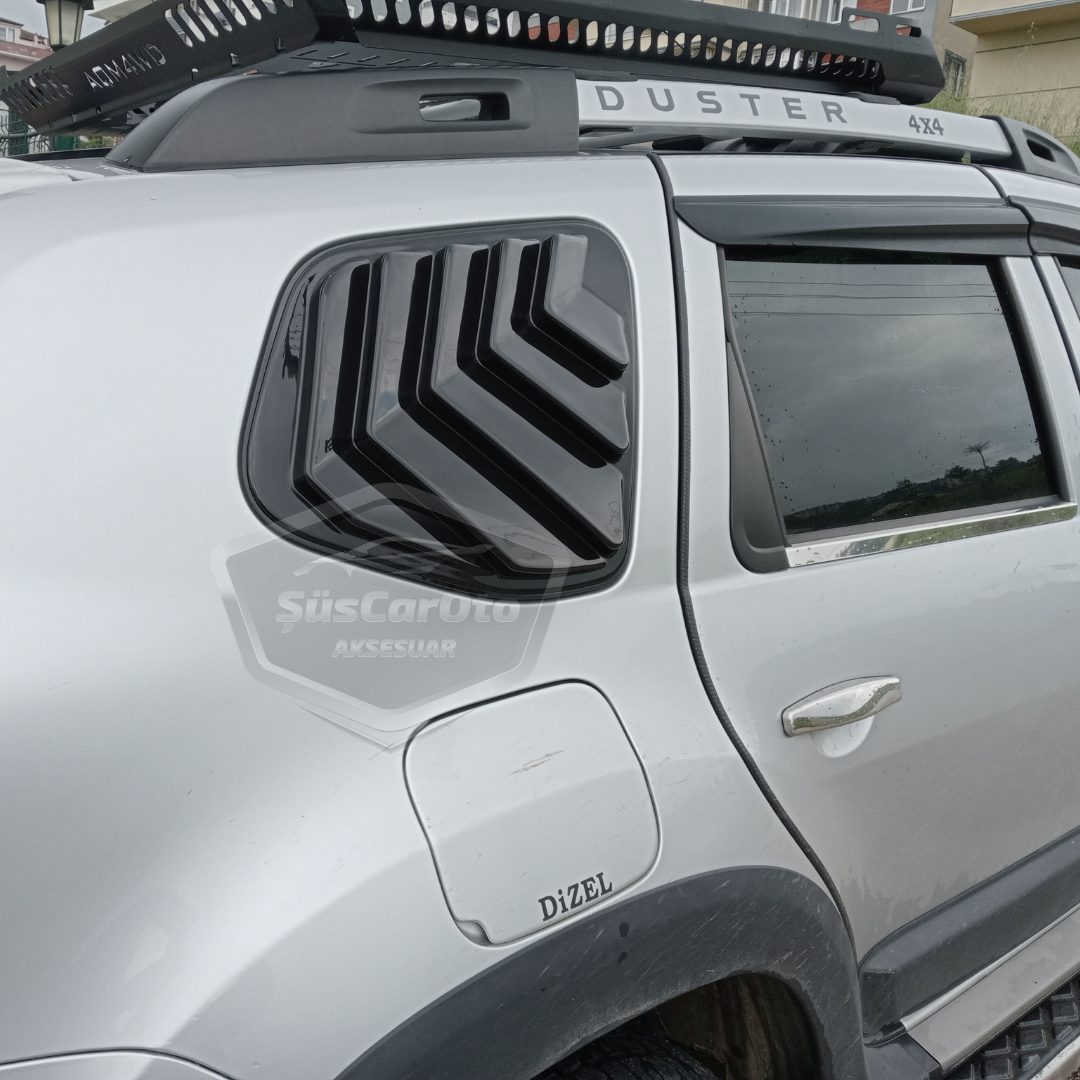 Dacia Duster 2010-2017 Compatible, Rejilla de Ventana Pequeña, Visera de Ventana Pequeña, Ventilación, Juego Derecho e Izquierdo, Negro Brillante DST43