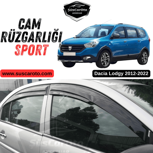 Dacia Lodgy 2012-2022 Deflectores de viento Mugen para ventanas, juego de 4, negro piano, importado, negro brillante