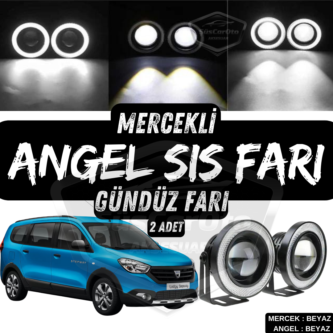 Dacia Lodgy 2012-2022 Universal Proyector Angel Ojos Antiniebla Metal Impermeable 76 mm Anillo Blanco Luz Diurna Angel Eyes 2 Piezas