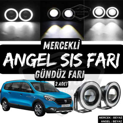 Dacia Lodgy 2012-2022 Universal Proyector Angel Ojos Antiniebla Metal Impermeable 76 mm Anillo Blanco Luz Diurna Angel Eyes 2 Piezas