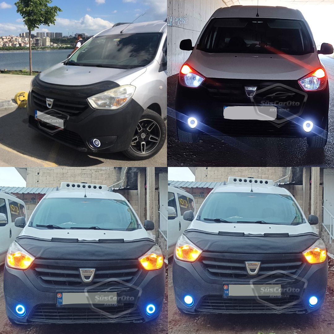 Dacia Lodgy 2012-2022 Faros Antiniebla Universales con Lupa Ojos de Ángel Impermeables de Metal 76 mm con Anillo Amarillo Luz Diurna Ojos de Ángel 2 Unidades