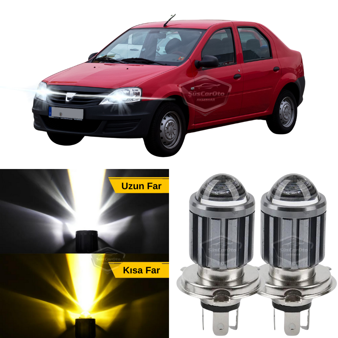 Kit de 2 bombillas LED CSP de doble color amarillo-blanco con efecto estroboscópico, lente de xenón para Dacia Logan 2009-2020, luz larga y corta.