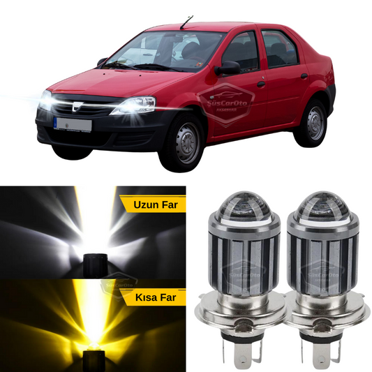 Kit de 2 bombillas LED CSP de doble color amarillo-blanco con efecto estroboscópico, lente de xenón para Dacia Logan 2009-2020, luz larga y corta.