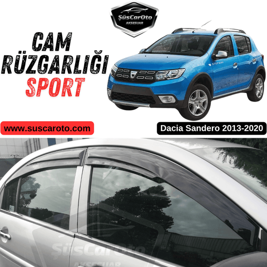 Dacia Sandero 2013-2020 Compatible Deflectores de Aire Mugen Negro Piano Juego de 4 Negro Brillante Importado