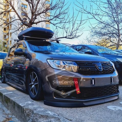 Dacia Sandero Mk2 Mk2.5 2009-2020 Lip delantero flexible universal Astra H de 2 piezas compatible con el faldón delantero del parachoques