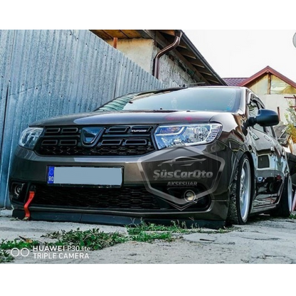 Dacia Sandero Mk2 Mk2.5 2009-2020 Lip delantero flexible universal Astra H de 2 piezas compatible con el faldón delantero del parachoques