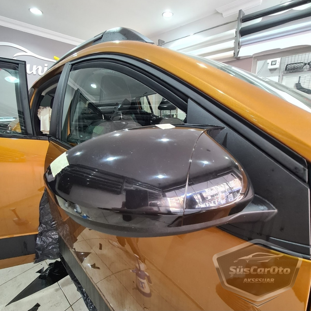 Dacia Sandero Mk3 2020 en adelante compatible Cubre Espejos tipo Batman Negro Piano Plástico ABS