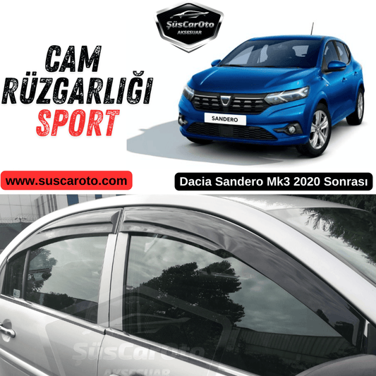 Set de deflectores de viento Mugen (4 piezas) negro piano brillante compatible con Dacia Sandero Mk3 de 2020 en adelante