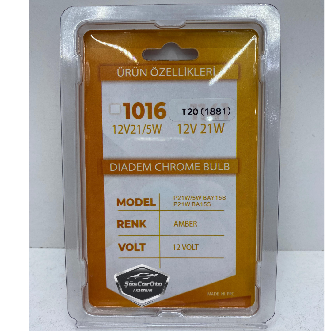 Bombilla cromada ámbar Diadem, bombilla de señal de estacionamiento, luz diurna, T20 WY21/5W 12V, luz naranja, Colormatic, juego de 2