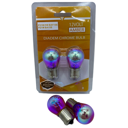 Diadem Bombilla Cromo Ámbar Un Filamento Luz de Estacionamiento 1141 12V 21W 93 Luz Naranja P21W Base Recta Set de 2