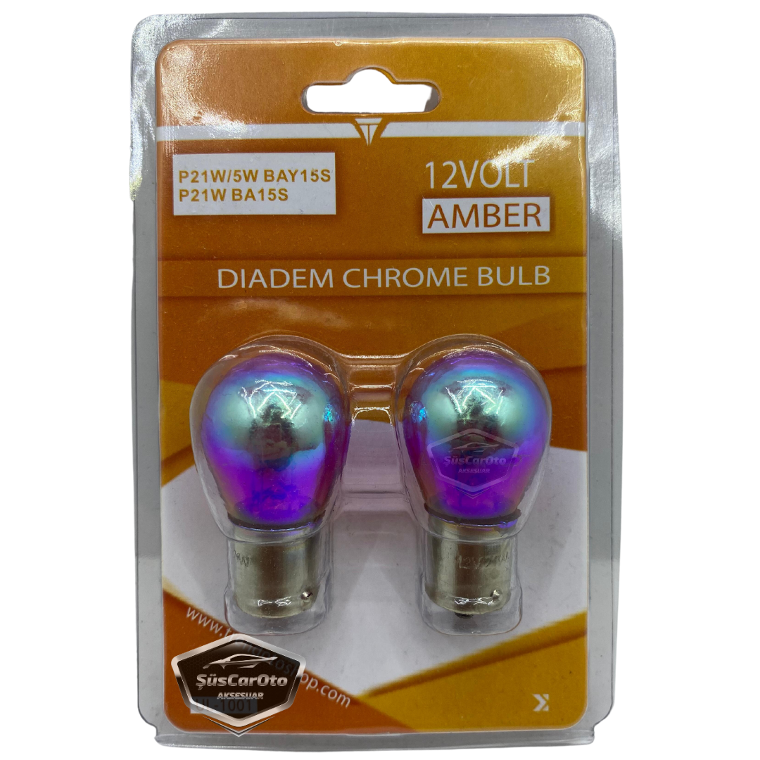 Diadem Bombilla Cromo Ámbar Un Filamento Luz de Estacionamiento 1141 12V 21W 93 Luz Naranja P21W Base Recta Set de 2