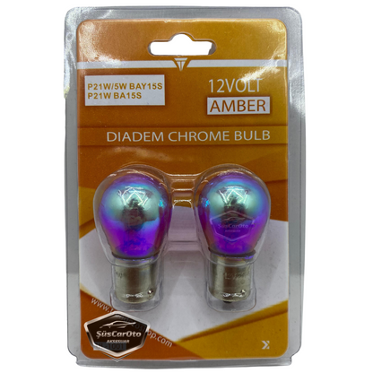 Diadem Bombilla Cromo Ámbar Un Filamento Luz de Estacionamiento 1141 12V 21W 93 Luz Naranja P21W Base Recta Set de 2
