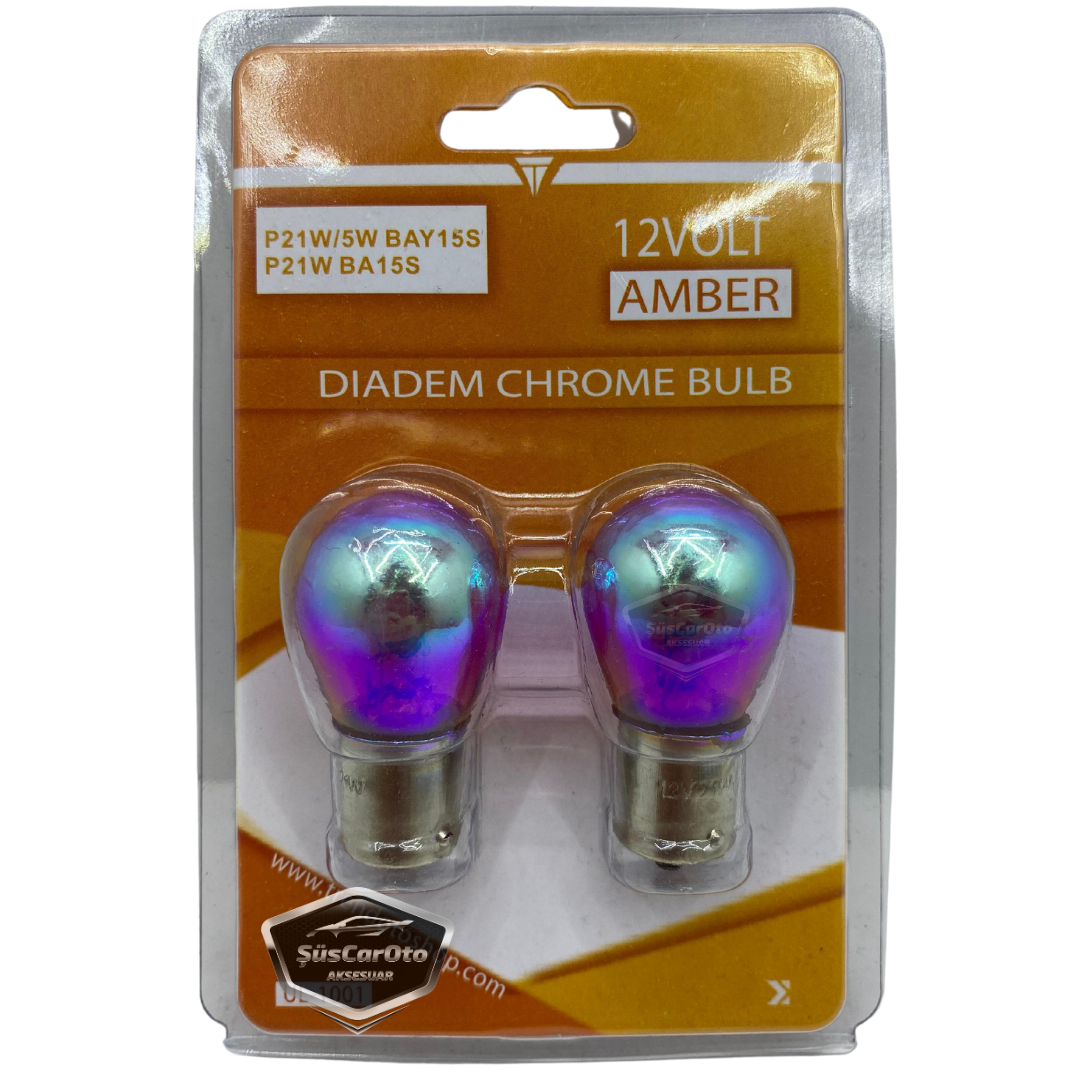 Diadem Bombilla Cromo Ámbar Un Filamento Luz de Estacionamiento 1141 12V 21W 93 Luz Naranja P21W Base Recta Set de 2