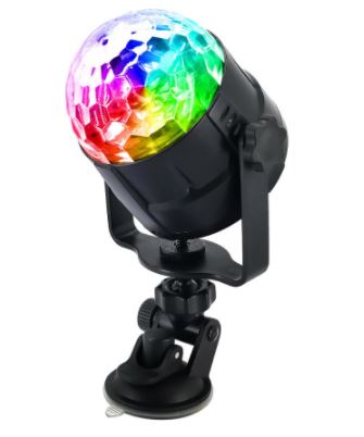 Bola de discoteca USB con ventosa sensible al sonido, control remoto, giratoria, para coche, oficina, casa, camping.