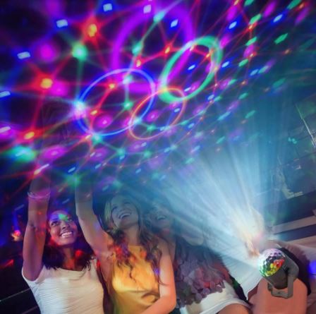 Bola de discoteca USB con ventosa sensible al sonido, control remoto, giratoria, para coche, oficina, casa, camping.