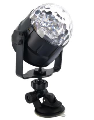Bola de discoteca USB con ventosa sensible al sonido, control remoto, giratoria, para coche, oficina, casa, camping.