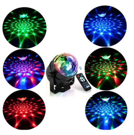 Bola de discoteca USB con ventosa sensible al sonido, control remoto, giratoria, para coche, oficina, casa, camping.
