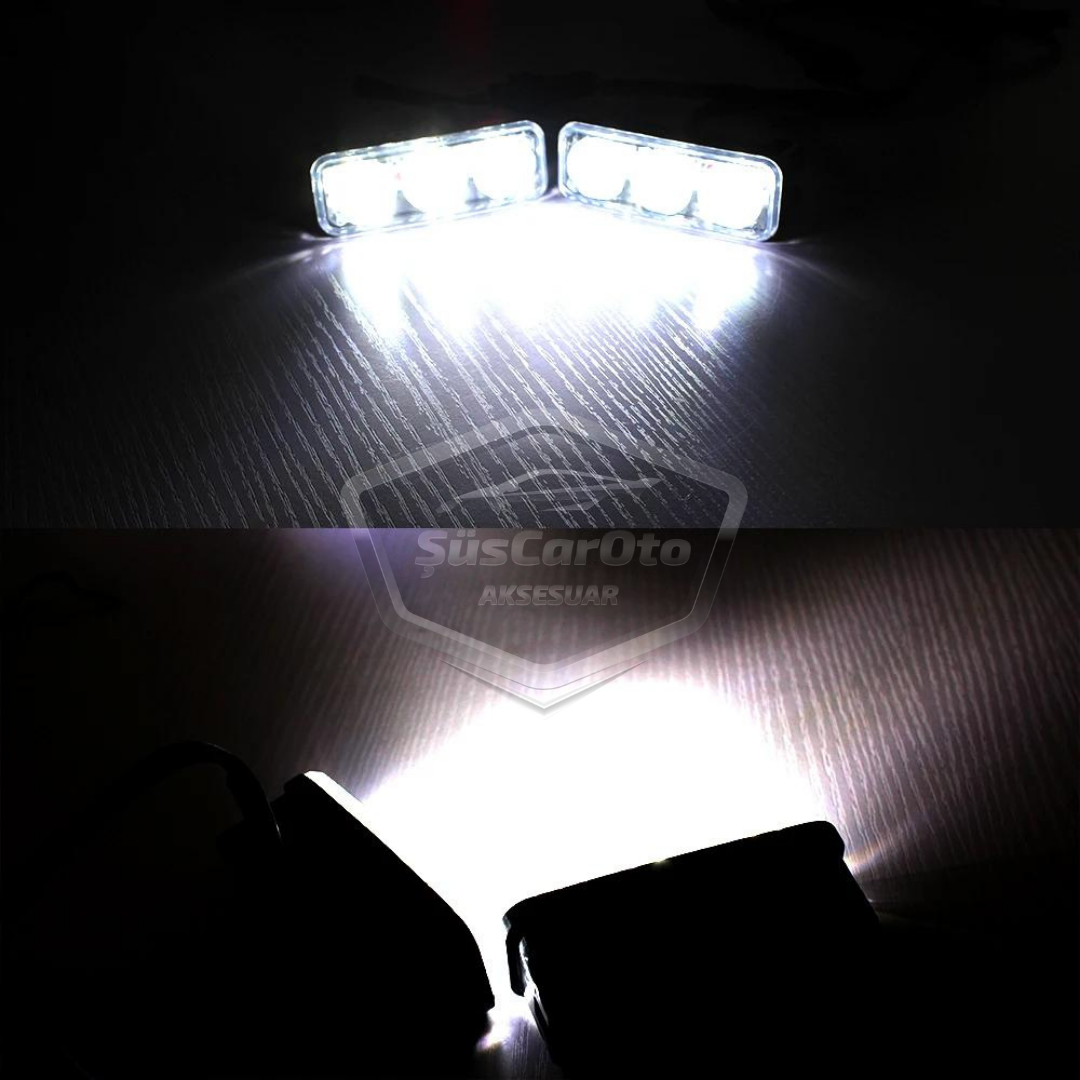 DRL 3 luces LED con lente para coche, luz diurna, moto, LED diurno, lámpara LED de coche DRL, luz potente 12V, impermeable, metal, blanco, 2 unidades