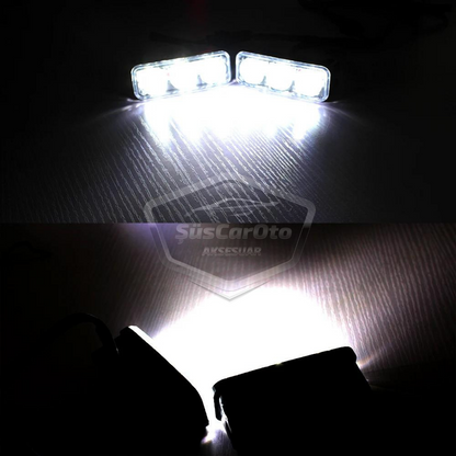 DRL 3 luces LED con lente para coche, luz diurna, moto, LED diurno, lámpara LED de coche DRL, luz potente 12V, impermeable, metal, blanco, 2 unidades