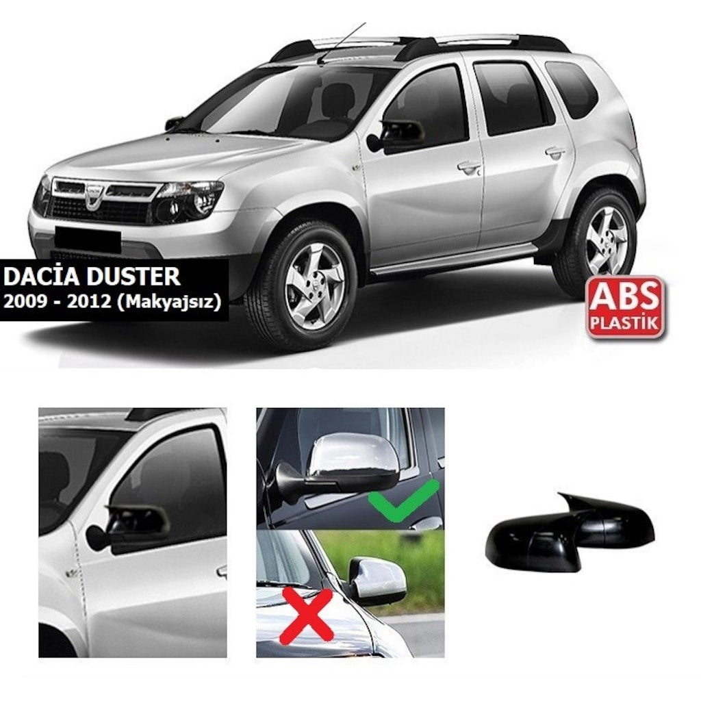 Dacia Duster 2009-2012 Embellecedor Espejo Retrovisor Batman Bat Piano Black Plástico ABS Sin Restyling