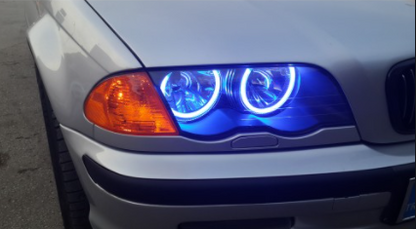 BMW E46 318 320 325 330 CCFL Angel Eyes Kit de luces Angel Eye azules Aros de faro