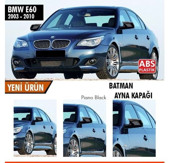BMW E60 2003-2010 Tapa de retrovisor de murciélago estilo Batman, plástico ABS negro piano
