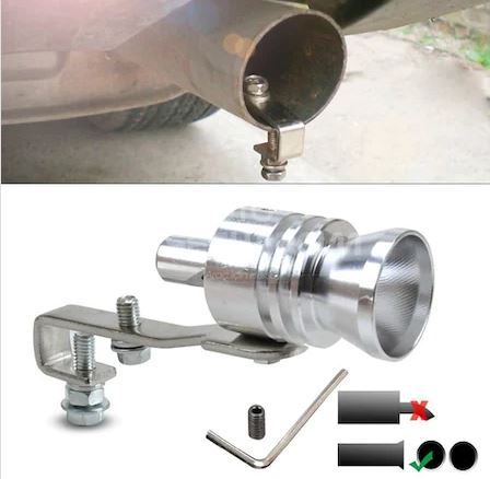 Silbato universal de escape para sonido de turbo, punta de escape, grande, 29 mm, CROMADO