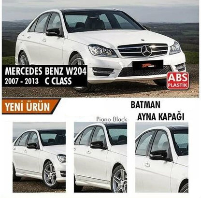Mercedes Benz W204 2007-2014 Tapa de espejo Batman Bat Piano Negro Plástico ABS