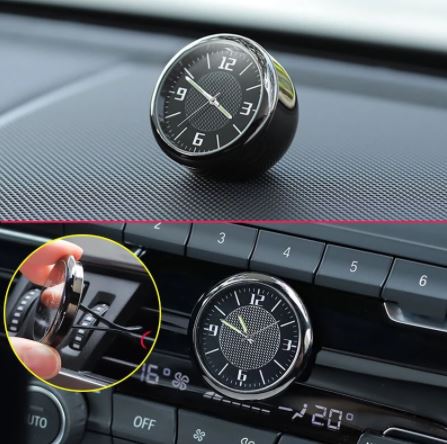 Reloj analógico retro compatible con salpicadero y ventilación interior de coche con logotipo R