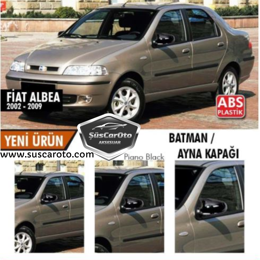 Fiat Albea 2002-2009 Carcasas de espejo tipo Batman Piano Black ABS Plástico