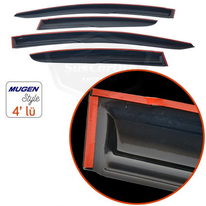 Set de deflectores de ventanilla Mugen para Fiat Albea Palio Siena Hb&Sedan, color negro piano, 4 piezas, importado.