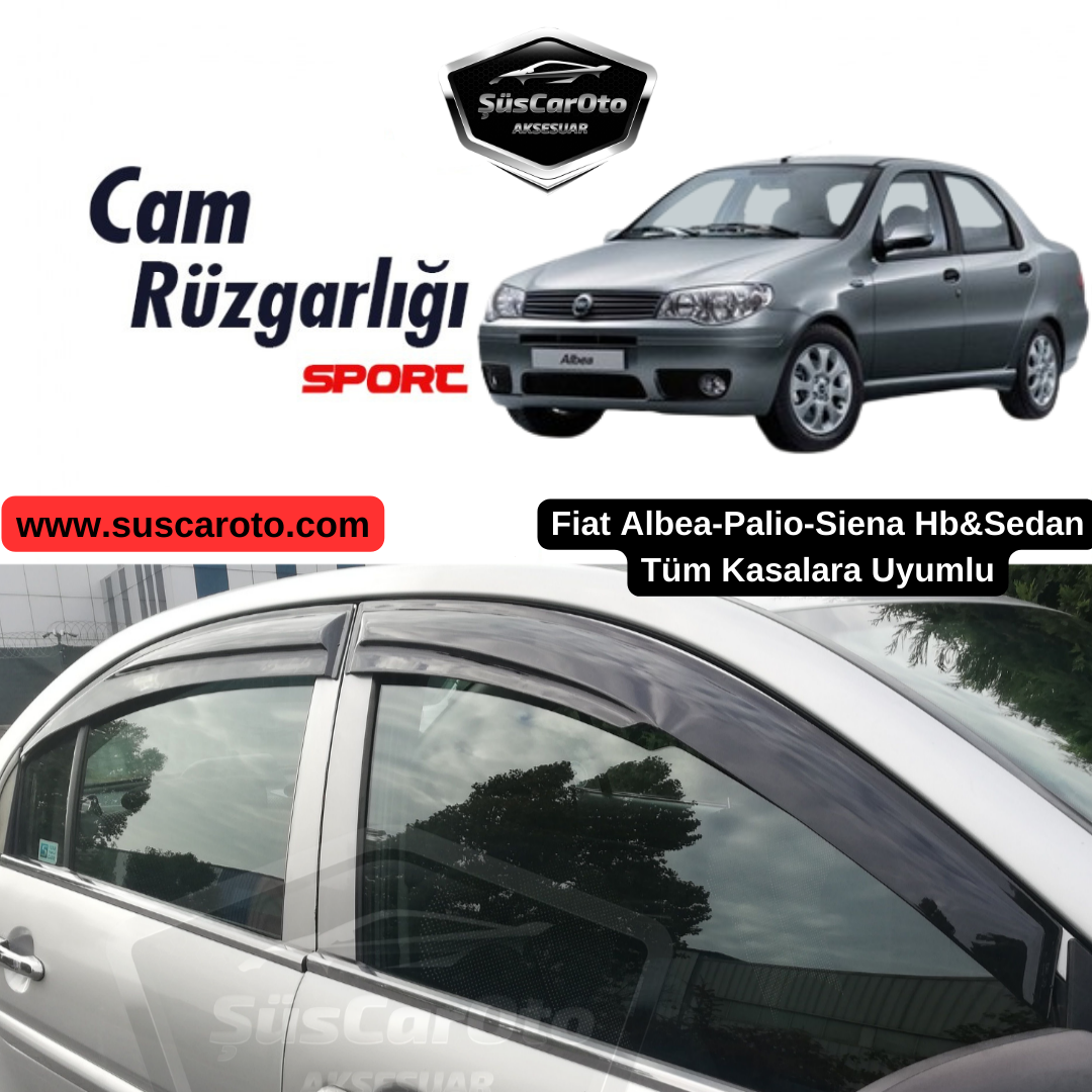 Set de deflectores de ventanilla Mugen para Fiat Albea Palio Siena Hb&Sedan, color negro piano, 4 piezas, importado.