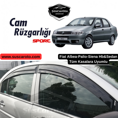 Set de deflectores de ventanilla Mugen para Fiat Albea Palio Siena Hb&Sedan, color negro piano, 4 piezas, importado.
