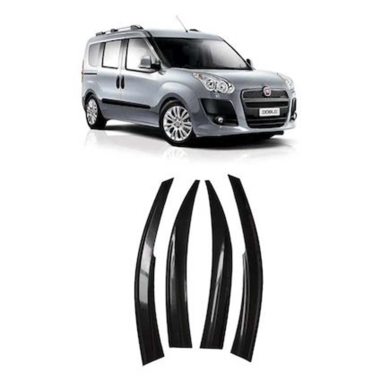 Fiat Doblo 2 2010-2020 Juego de deflectores de viento Mugen para ventana, 4 piezas, importado