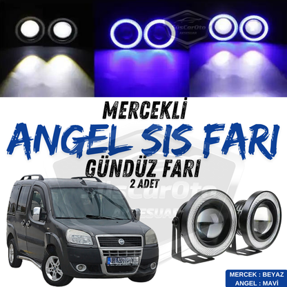 Fiat Doblo D2 2005-2010 Universal Lentes Angel Faros Antiniebla Metálicos Impermeables 76 mm Luz Diurna Anillo Azul Ojos de Ángel 2 Unidades