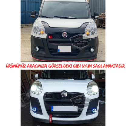 Fiat Doblo D3 2010-2015 Faros antiniebla universales con lupa Angel, carcasa metálica impermeable 76 mm, halo naranja, luz diurna Angel Eyes 2 piezas