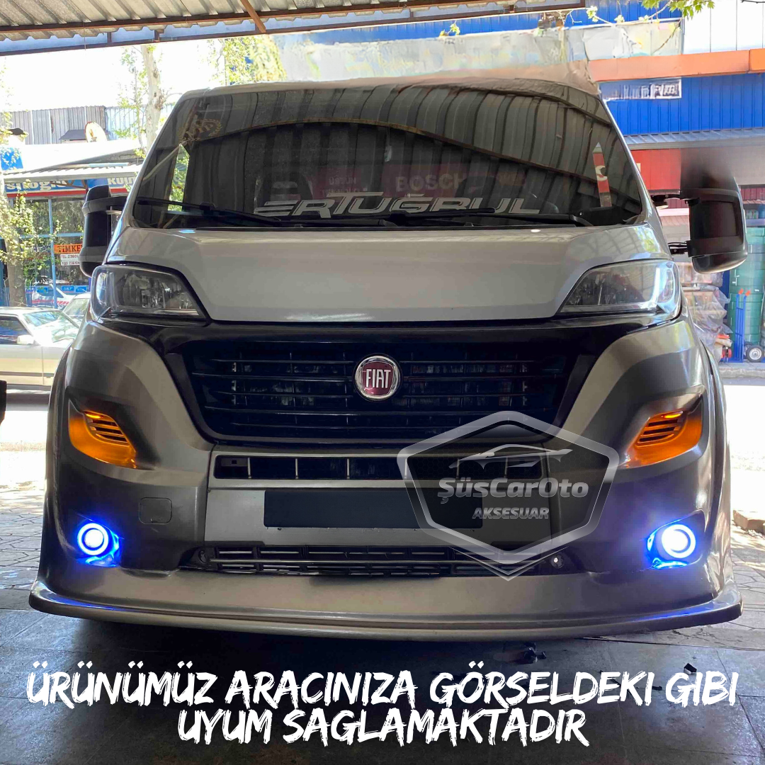 2 Faros antiniebla universales con lente de ojo de ángel de metal, impermeables, de 76 mm, con halo azul hielo, compatibles con Fiat Ducato