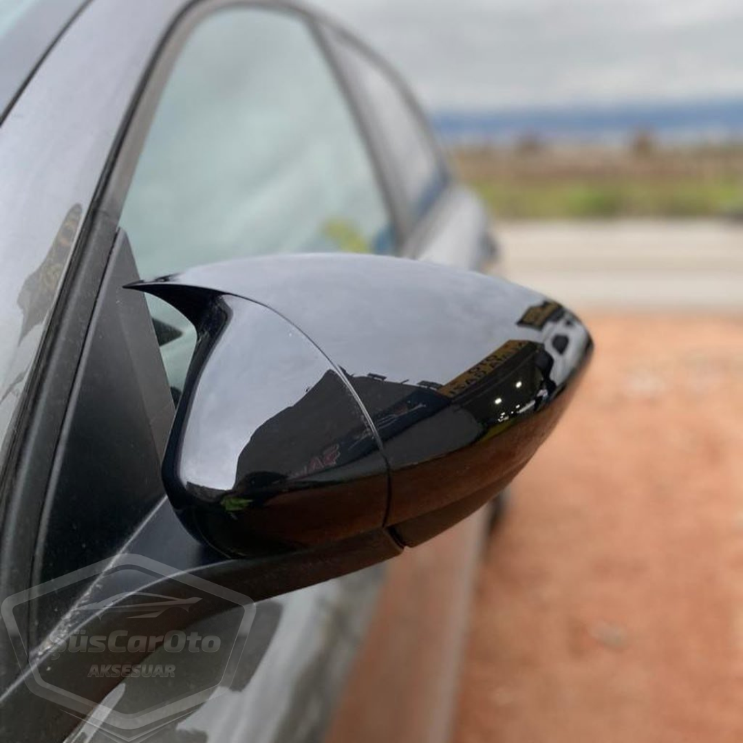 Tapas de espejo Fiat Egea Batman Bat Wing Piano Black ABS Plástico
