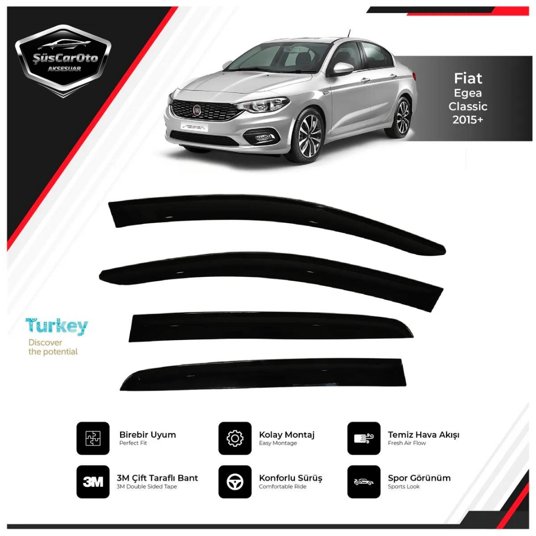 Juego de deflectores de ventanilla Mugen para Fiat Egea HB-Sedan 2015 en adelante, 4 piezas, importado