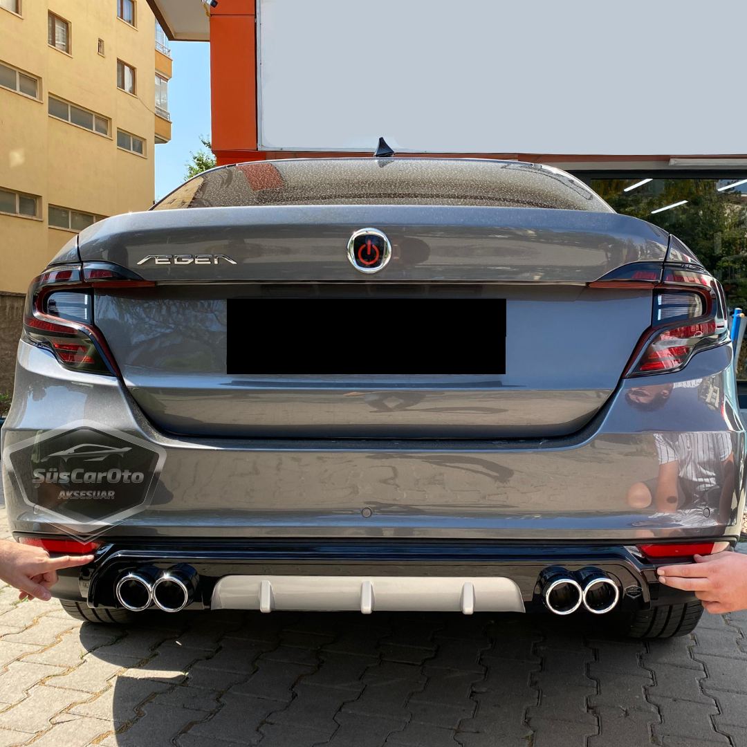 Fiat Egea Sedan 2015 en adelante difusor trasero Piano Black específico para vehículo con 4 salidas de escape cromadas, añadido de parachoques trasero negro brillante, importado de 1ª clase