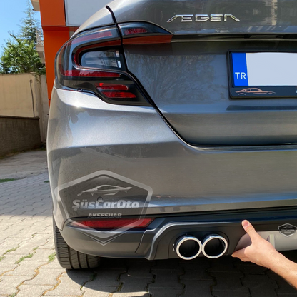 Fiat Egea Sedan 2015 en adelante Difusor Trasero Negro Específico para Vehículo con 4 Salidas de Escape Cromadas Extensión de Parachoques Trasero Importado de 1ª Calidad